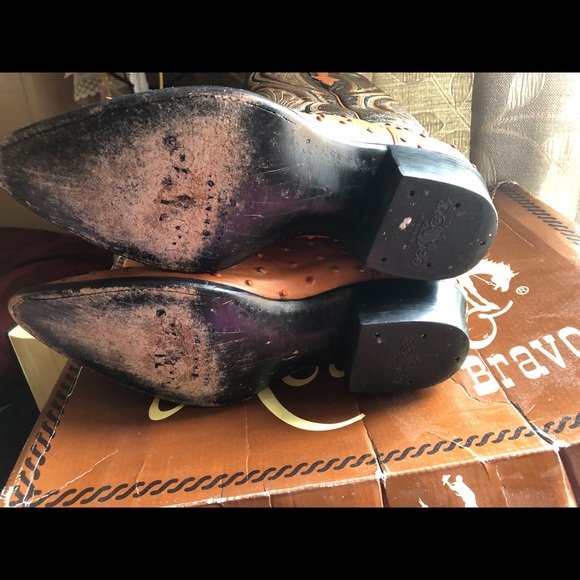 Bravo Rodeo Ostrich Skin Boots Sz 9 - Picture 4 of 6